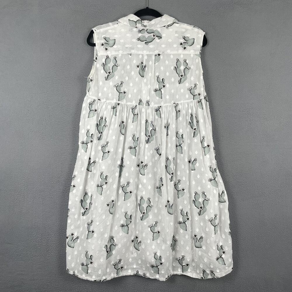 Ottod'Ame Dress Womens 10 White Polka Dot Shirt Dress Sleeveless Collared - Picture 2 of 11